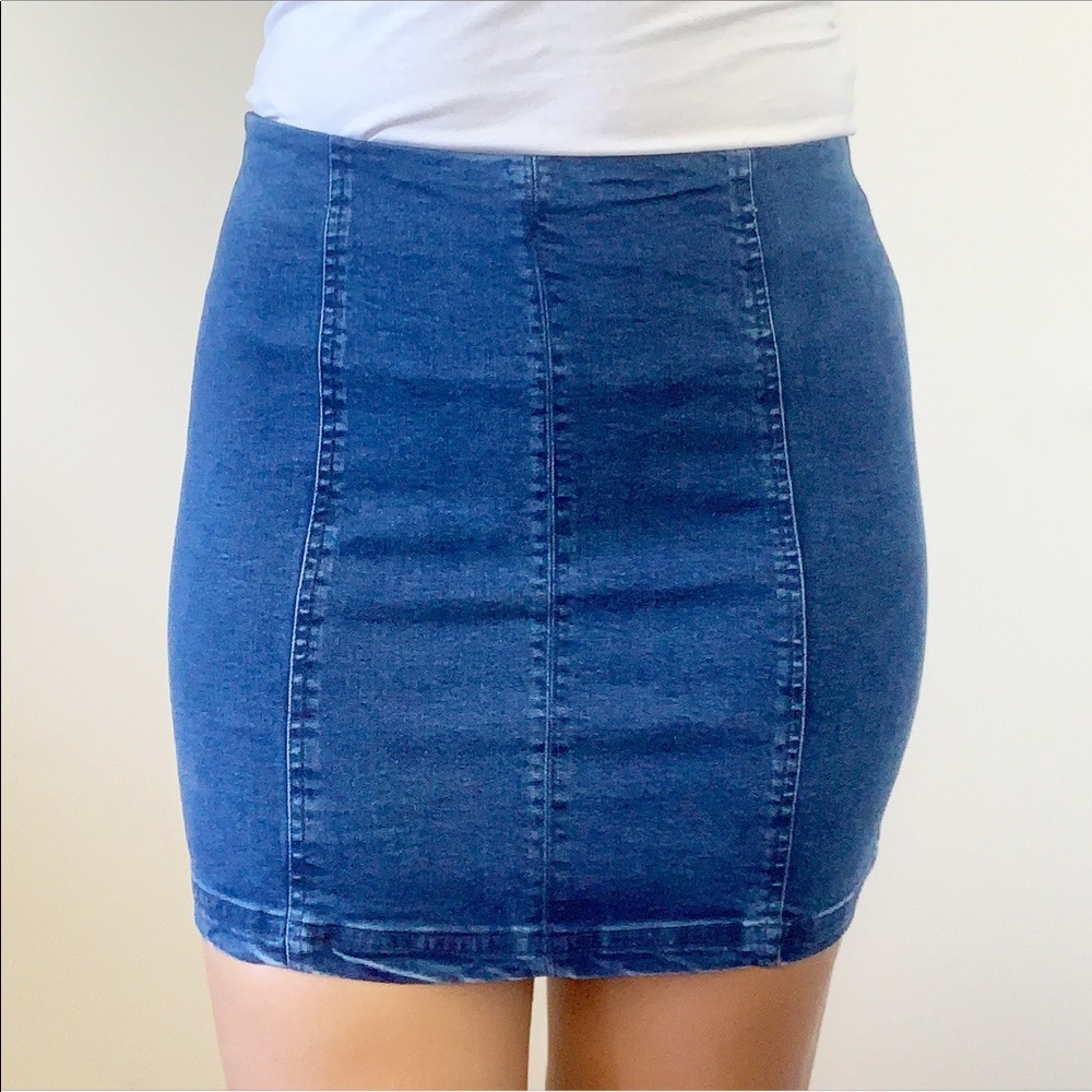 Basic Zip Back Denim Jean Mini Skirt